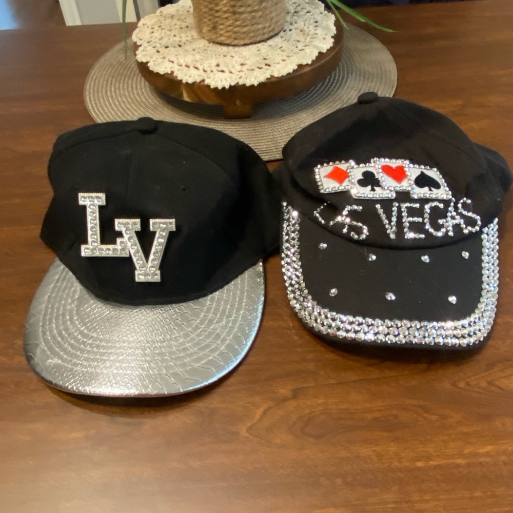 Black and Silver LV Lad Vegas Caps Set